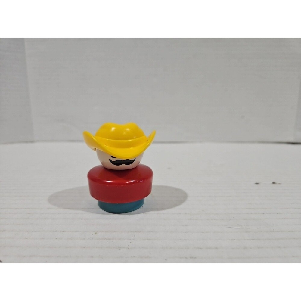 Vintage Fisher Price Little People Cowboy Saloon Yellow Hat Chunky Figure 1990